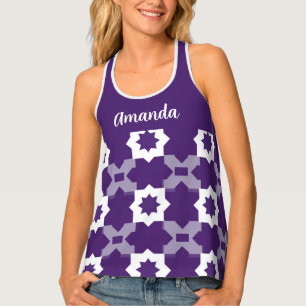 Purple White Star Geometry Women's Tank Top
