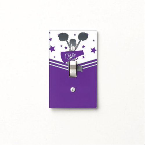 Purple  White Stars Cheer Cheer_leading Girls Light Switch Cover