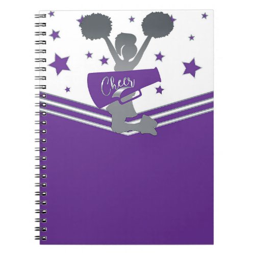 Purple  White Stars Cheer Cheer_leading Notebook