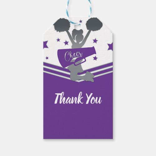 Purple  White Stars Cheer Cheer_leading Party Gift Tags
