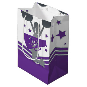 Purple & White Stars Cheer Cheer-leading Party Medium Gift Bag