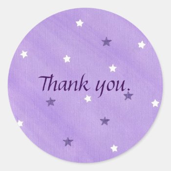Purple White Stars On Lavender Thank You Stickers by Cherylsart at Zazzle