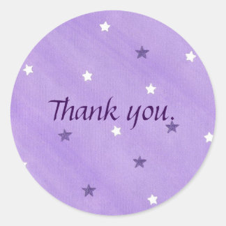 Purple White Stars on Lavender Thank you Stickers