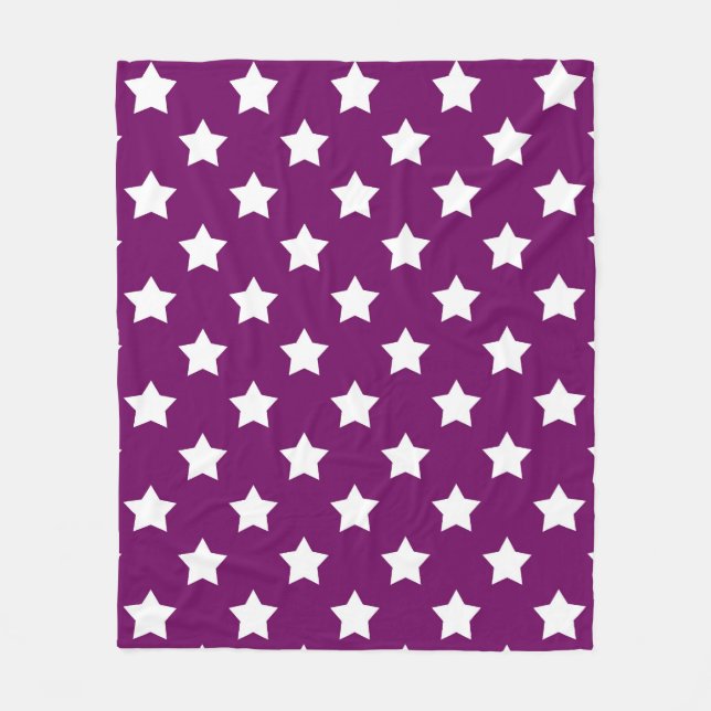 Purple White Stars Pattern Decorative Fleece Blanket (Front)