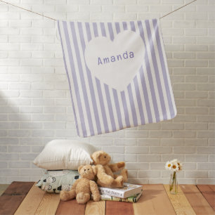Purple White Stripe Heart Baby Blanket