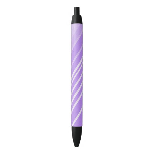 Purple  White Stripe Pattern Black Ink Pen