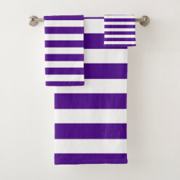 Purple &amp; White Striped Bath Towels