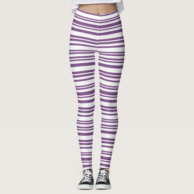 Purple and white striped outlet leggings