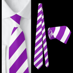 Purple White Striped Pattern Neck Tie