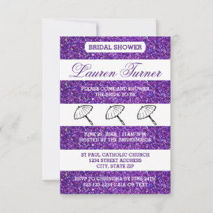 Purple&White Stripes -3x5 Bridal Shower Invitation