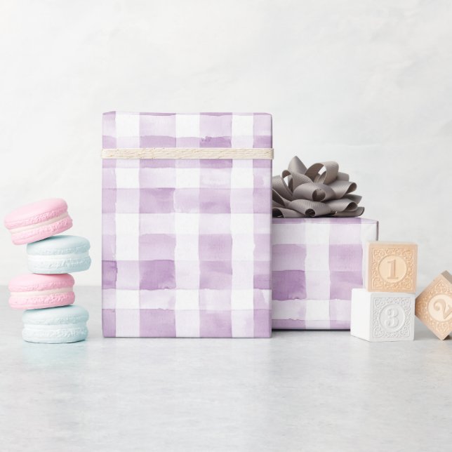 Purple White Stripes Baby Shower Wrapping Paper (Baby Shower)