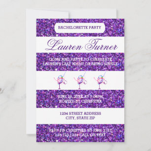 Purple & White Stripes - Bachelorette Invitation