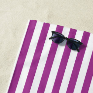 Purple  & White Stripes Beach Towel