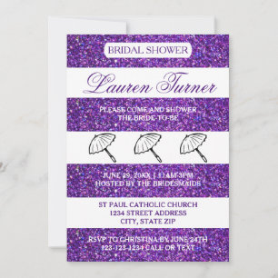 Purple&White Stripes - Bridal Shower Invitation