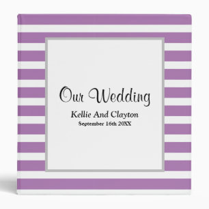 Purple/White Stripes Framed 3 Ring Binder
