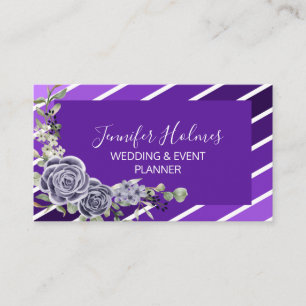 Purple White Stripes Indigo Rose Business Card