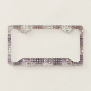 Purple White Stripes Sparkle License Plate Frame
