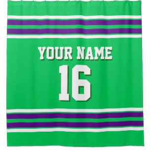 Purple White Stripes Sports Jersey Shower Curtain