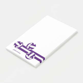 purple white stripes volleyball player name post-it notes