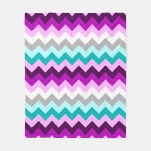 Purple White Teal Chevrons Medium Fleece Blanket