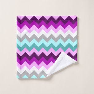Purple White Teal Chevrons Washcloth