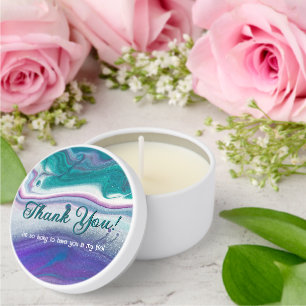 Purple, White, Teal, Mineral-Like Background Mini Candle Favors