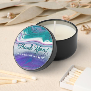 Purple, White, Teal, Mineral-Like Background Mini Candle Favors
