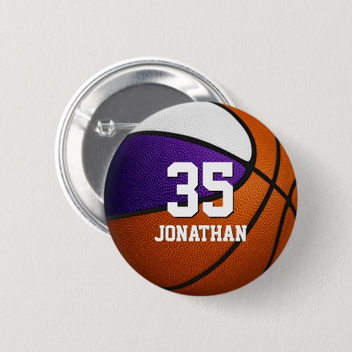 Purple white team colors basketball team spirit keyring