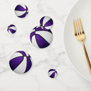 purple white team colors basketball party confetti