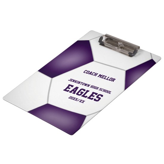 purple white team colors custom soccer coach clipboard