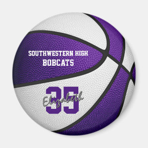 purple white team colors girls boys basketball magnet