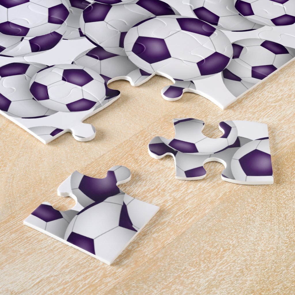 purple white team colors girls boys soccer jigsaw puzzle