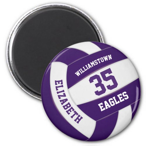 purple white team colors volleyball magnet