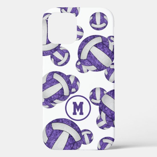 purple white team colors girls volleyball gifts iPhone 12 case