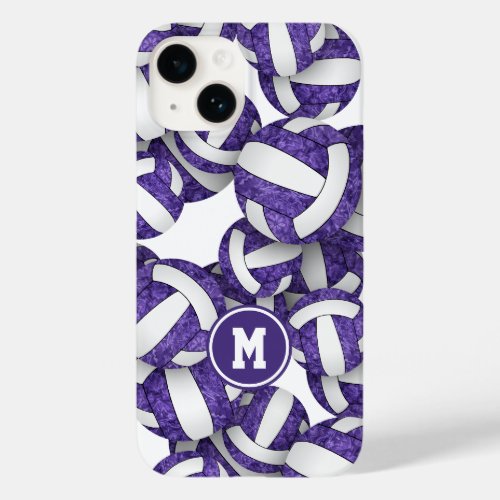 Purple white team colors girly volleyballs Case_Mate iPhone 14 case