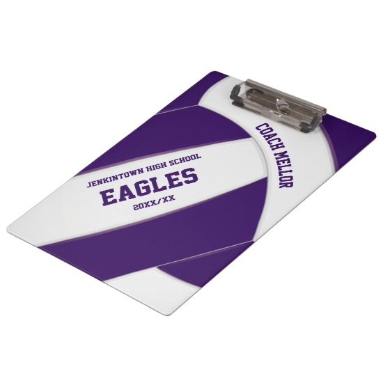 purple white team colors volleyball coach clipboard