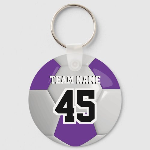 Purple  White Team Soccer Ball Keychain