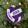 purple white team sports keepsake volleyball ceramic ornament