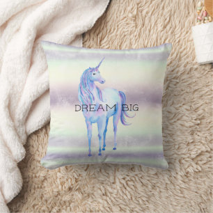 Purple White Unicorn Dream Throw Pillow