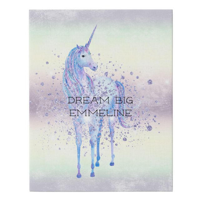 Purple White Unicorn Sparkle Glitter Dream       Faux Canvas Print (Front)