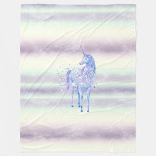 Purple White Unicorn Sparkle Glitter Dream Fleece Blanket