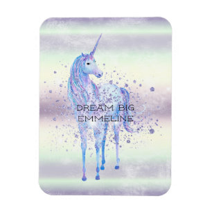 Purple White Unicorn Sparkle Glitter Dream Magnet