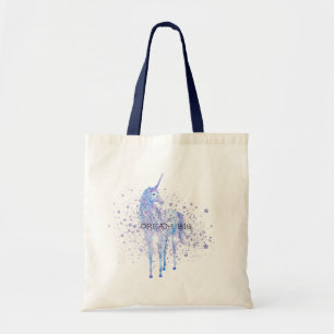 Purple White Unicorn Sparkle Glitter Dream Tote Bag