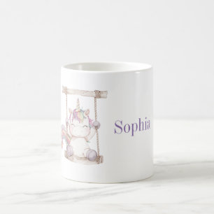 Purple White Unicorn Swing Coffee Mug