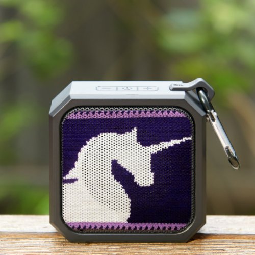 Purple White Unicorn Unique Artisan Crochet Print Bluetooth Speaker