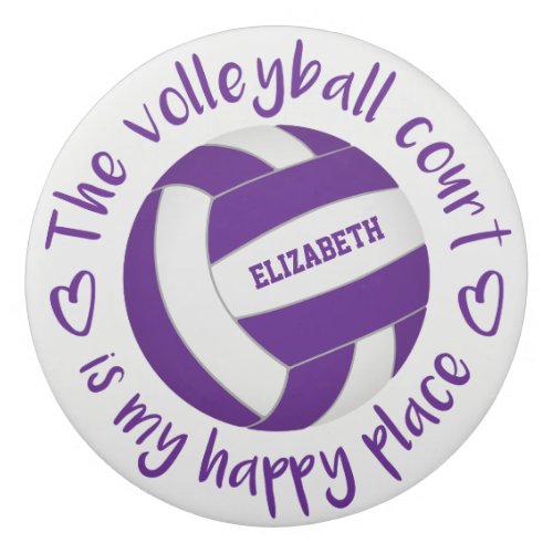 purple white volleyball court my happy place eraser