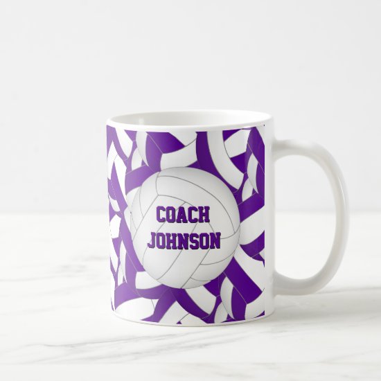 purple white volleyball team colors coach gift coffee mug