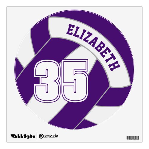 Purple white volleyball team colors sports room wall decal