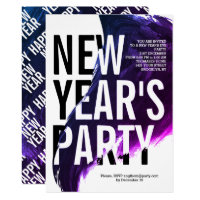 Purple, white watercolor New Year's Eve party Invitation