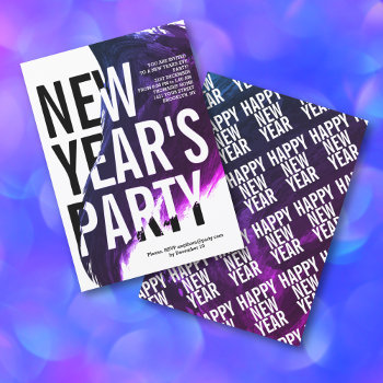 Purple  White Watercolor New Year's Eve Party Invitation by zazzleproducts1 at Zazzle
